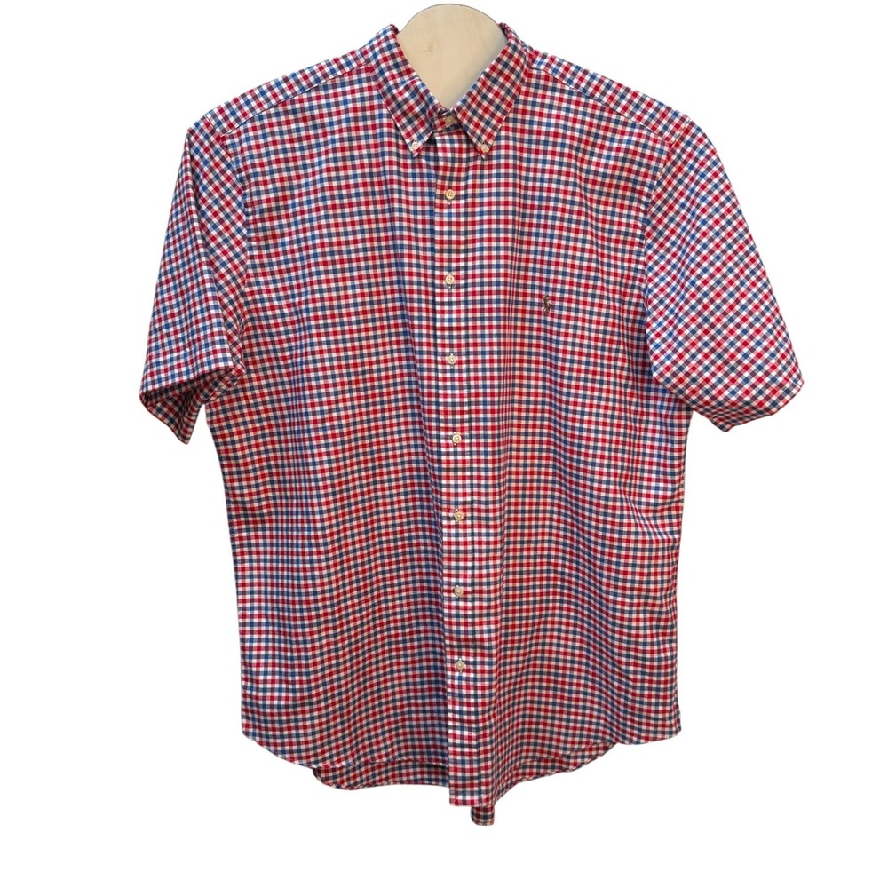Ralph Lauren Button Down Shirt Mens 2XLT Red Gingham Cotton Tall Preppy Pony